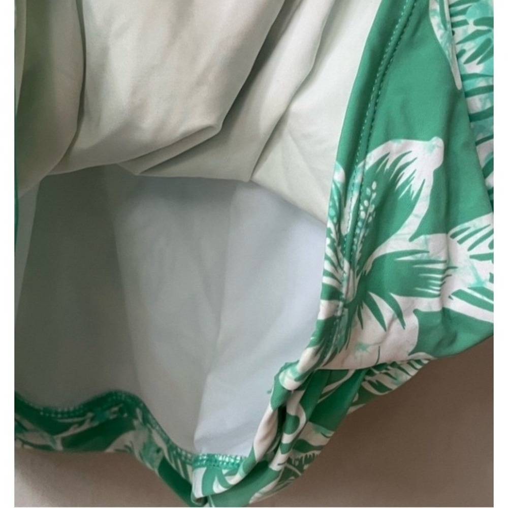 La Blanca V Neck Tropical Tankini Tummy Control Top Womens 12 Green White NEW - Picture 8 of 14